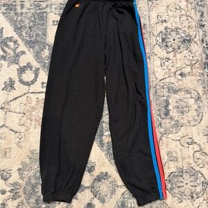 Aviator Nation Black Pants with Red and Blue Stripes